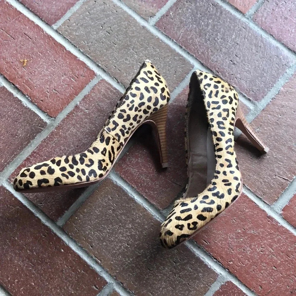 Lands end Ashby‎ leopard Cheetah Hair on Hide Heels 6